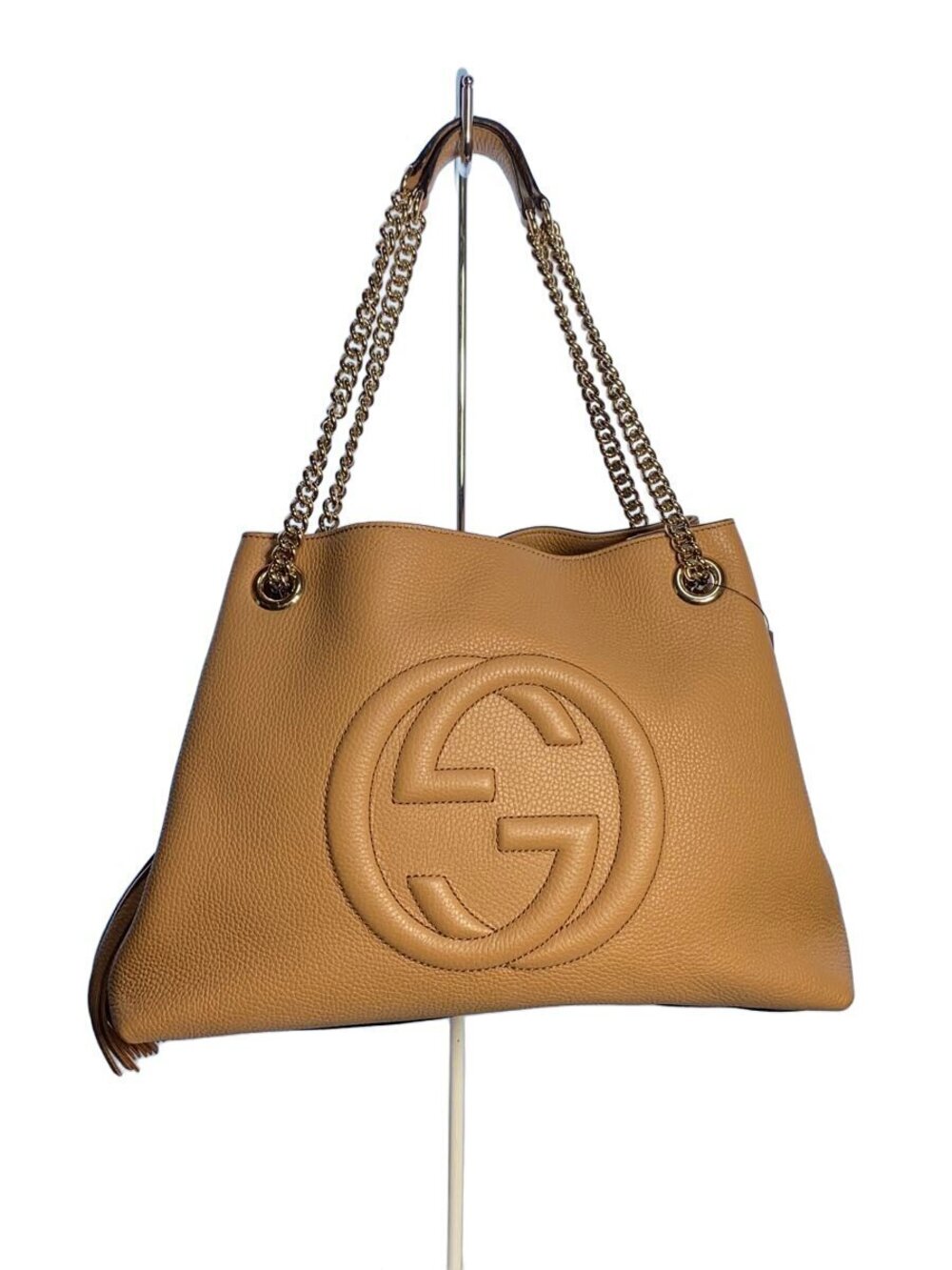 Gucci Soho shoulder bag camel pebbled embossed interlocking Brown